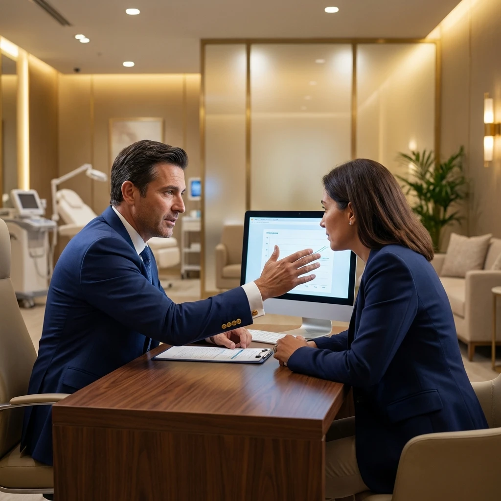 Médico explicando tratamento para paciente